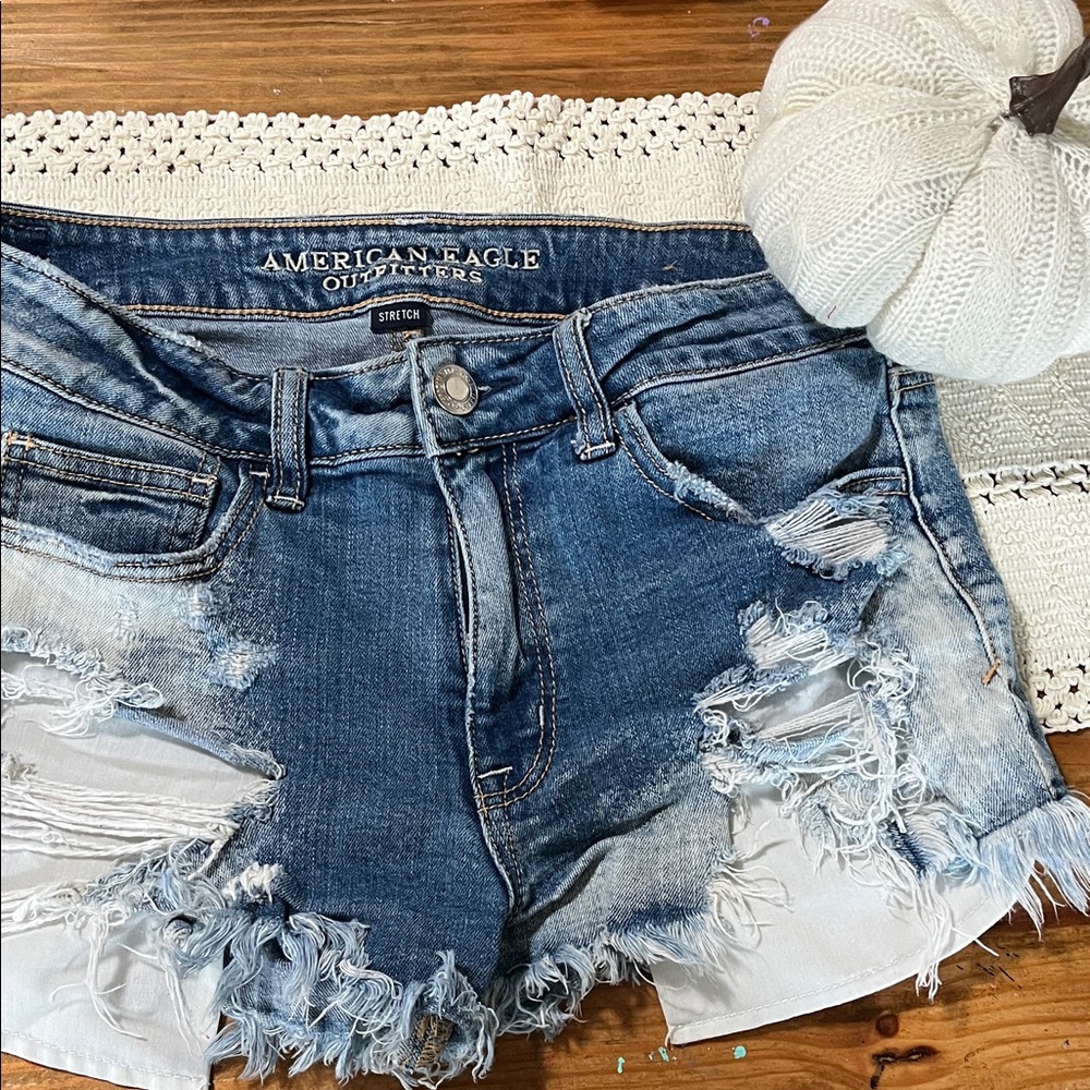 American Eagle Outfitters Ripped Blue Jean Shorts